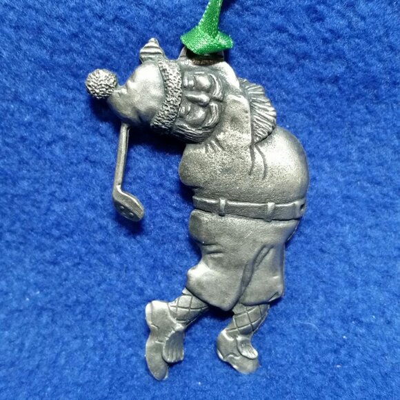 Vintage EBJ Pewter Santa Playing Golf Ornament Gift for Golfer Pre-Owned No Box - Picture 5 of 10